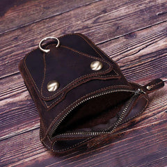 Black LEATHER MENS Belt Pouch Ox Mini Messenger Bag Belt Holster Waist Bag For Men - iwalletsmen