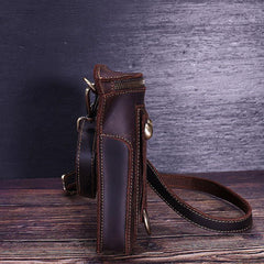 Black LEATHER MENS Belt Pouch Ox Mini Messenger Bag Belt Holster Waist Bag For Men - iwalletsmen