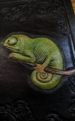 Badass Black Leather Men's Chameleon Biker Wallet Handmade Tooled Zipper Long Wallets For Men - iwalletsmen