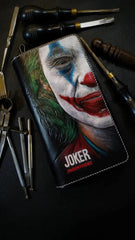 Badass Black Leather Men's Joker Long Biker Wallet Handmade Tooled Zipper Long Wallets For Men - iwalletsmen