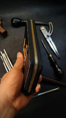 Badass Leather Men's Kobe Bryant Long Wallet Handmade Tooled Zipper Long Wallets For Men - iwalletsmen