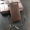 Badass Brown Leather Men's Long Biker Chain Wallet Bifold Long Wallets with Chain For Men - iwalletsmen