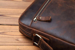 Vintage Brown Leather Messenger Bag Men's Vertical Side Bag Small Vertical Courier Bag For Men - iwalletsmen
