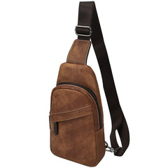 Blue Leather Mens Sling Bag Sling Backpack Brown Chest Bag Sling Shoulder Bag Sling Pack For Men - iwalletsmen