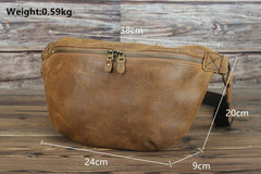 Tan Leather Fanny Pack Men's Brown Chest Bag Hip Bag Bum Bag Waist Bags For Men - iwalletsmen