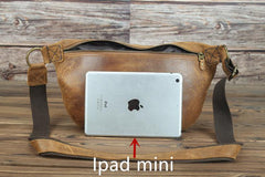 Tan Leather Fanny Pack Men's Brown Chest Bag Hip Bag Bum Bag Waist Bags For Men - iwalletsmen
