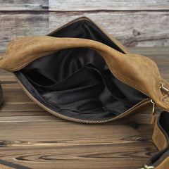 Tan Leather Fanny Pack Men's Brown Chest Bag Hip Bag Bum Bag Waist Bags For Men - iwalletsmen