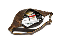 Vintage Brown Leather Fanny Pack Men's Chest Bag Hip Bag Brown Waist Bag For Men - iwalletsmen