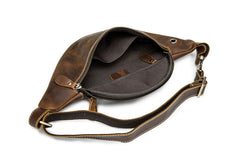 Vintage Brown Leather Fanny Pack Men's Chest Bag Hip Bag Brown Waist Bag For Men - iwalletsmen