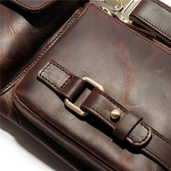 Top Leather Fanny Pack Men's Dark Brown Chest Bag Hip Bag Brown Waist Bag For Men - iwalletsmen