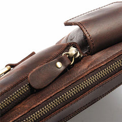 Top Leather Fanny Pack Men's Dark Brown Chest Bag Hip Bag Brown Waist Bag For Men - iwalletsmen