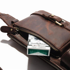 Top Leather Fanny Pack Men's Dark Brown Chest Bag Hip Bag Brown Waist Bag For Men - iwalletsmen