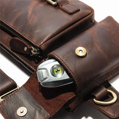 Top Leather Fanny Pack Men's Dark Brown Chest Bag Hip Bag Brown Waist Bag For Men - iwalletsmen