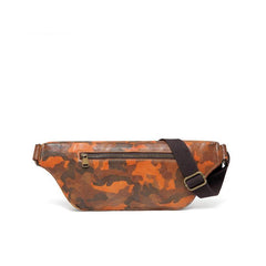 Badass Leather Fanny Pack Men's Yellow Camouflage Chest Bag Hip Bag Waist Bag For Men - iwalletsmen