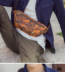 Badass Leather Fanny Pack Men's Yellow Camouflage Chest Bag Hip Bag Waist Bag For Men - iwalletsmen