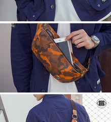 Badass Leather Fanny Pack Men's Yellow Camouflage Chest Bag Hip Bag Waist Bag For Men - iwalletsmen