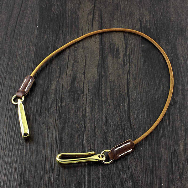 Badass Tan Leather Long Wallet Chain Cool Punk Rock Biker Trucker Wallet Chain Trucker Wallet Chain for Men - iwalletsmen