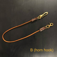Badass Tan Vintage Leather Long Wallet Chain Cool Punk Rock Biker Wallet Chain Trucker Wallet Key Chain for Men - iwalletsmen