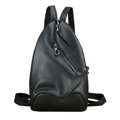 Badass Black Leather Backpack Men's Sling Bag Chest Bag One shoulder Backpack Sling Bag For Men - iwalletsmen
