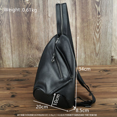 Badass Black Leather Backpack Men's Sling Bag Chest Bag One shoulder Backpack Sling Bag For Men - iwalletsmen