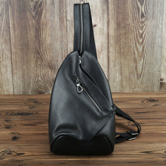 Badass Black Leather Backpack Men's Sling Bag Chest Bag One shoulder Backpack Sling Bag For Men - iwalletsmen