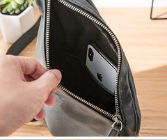 Badass Black Leather Men's Sling Bag Chest Bag Black One shoulder Backpack Bundy Bag For Men - iwalletsmen