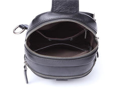 Badass Black Leather Men's 8-inch Trendy Sling Bag Chest Bag One shoulder Backpack Sports Bag For Men - iwalletsmen