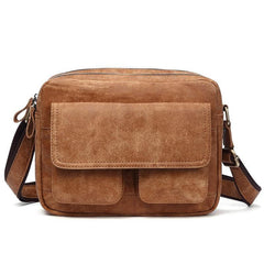 Vintage Brown Leather Men's 10 inches Small Courier Bag Brown Postman Bag Messenger Bag For Men - iwalletsmen