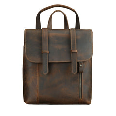 Badass Brown Leather Men's 12 inches Side Courier Bag Bag Computer Backpack School Backpack For Men - iwalletsmen