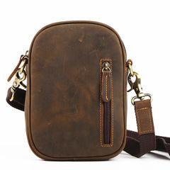 Badass Brown Leather Messenger Bag Men's Small Side Bag Mini Phone Bag Courier Bag For Men - iwalletsmen