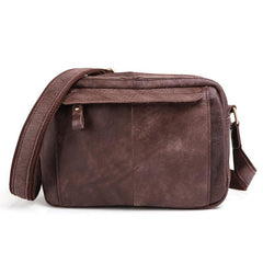 Badass Dark Brown Leather Men's 8 inches Small Courier Bag Brown Messenger Bag Postman Bag For Men - iwalletsmen