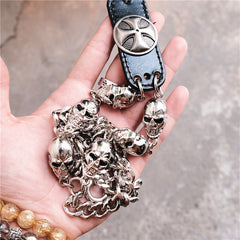 Badass Hip Hop Mens Skull Cross Wallet Chain Silver Pants Chain Biker Chain For Men - iwalletsmen