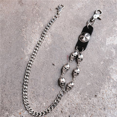 Badass Hip Hop Mens Skull Cross Wallet Chain Silver Pants Chain Biker Chain For Men - iwalletsmen