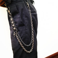 Badass Hip Hop Mens Metal Double Layer Wallet Chain Key Chain Pants Chain For Men - iwalletsmen