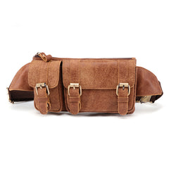 Badass Leather Fanny Pack Men's Brown Hip Bag Chest Bag Bum Bag Waist Bag For Men - iwalletsmen