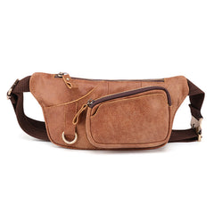 Badass Leather Fanny Pack Men's Brown Chest Bag Hip Bag Waist Bag For Men - iwalletsmen