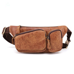 Badass Leather Fanny Pack Men's Brown Hip Bag Bum Bag Waist Bag For Men - iwalletsmen