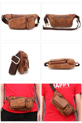 Badass Leather Fanny Pack Men's Brown Hip Bag Bum Bag Waist Bag For Men - iwalletsmen