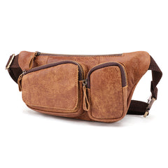 Badass Leather Fanny Pack Men's Brown Hip Bag Bum Bag Waist Bag For Men - iwalletsmen