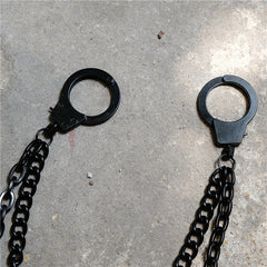 Cool Men's Black Handcuffs Double Long Wallet Chain Pants Chains Biker Wallet Chain For Men - iwalletsmen