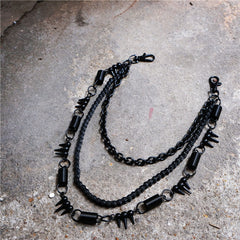 Badass Men's Triple Black Long Wallet Chain Pants Chain Biker Wallet Chain For Men - iwalletsmen