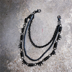Badass Men's Triple Black Long Wallet Chain Pants Chain Biker Wallet Chain For Men - iwalletsmen