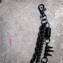 Badass Men's Triple Black Long Wallet Chain Pants Chain Biker Wallet Chain For Men - iwalletsmen