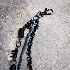 Badass Men's Triple Black Long Wallet Chain Pants Chain Biker Wallet Chain For Men - iwalletsmen