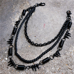 Badass Men's Triple Black Long Wallet Chain Pants Chain Biker Wallet Chain For Men - iwalletsmen