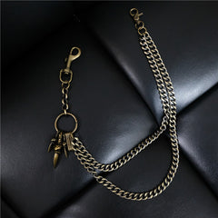 Badass Men's Bronze Metal Long Double Wallet Chain Pants Chain Biker Wallet Chain For Men - iwalletsmen
