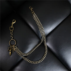Badass Men's Bronze Metal Long Double Wallet Chain Pants Chain Biker Wallet Chain For Men - iwalletsmen