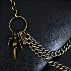 Badass Men's Bronze Metal Long Double Wallet Chain Pants Chain Biker Wallet Chain For Men - iwalletsmen