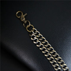 Badass Men's Bronze Metal Long Double Wallet Chain Pants Chain Biker Wallet Chain For Men - iwalletsmen
