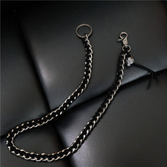 Badass Men's Braided Leather Skull Key Chain Pants Chain Biker Wallet Chain For Men - iwalletsmen